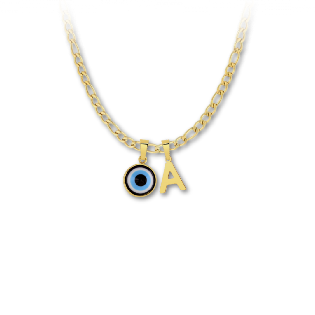 EVIL EYE INITIAL CHARM NECKLACE